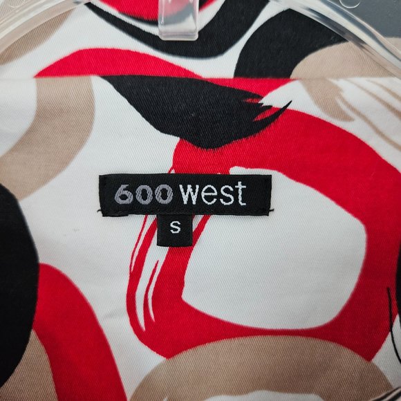 600 West Cropped Jacket 3/4 sleeves bold geometric pattern Size Small - Picture 3 of 9